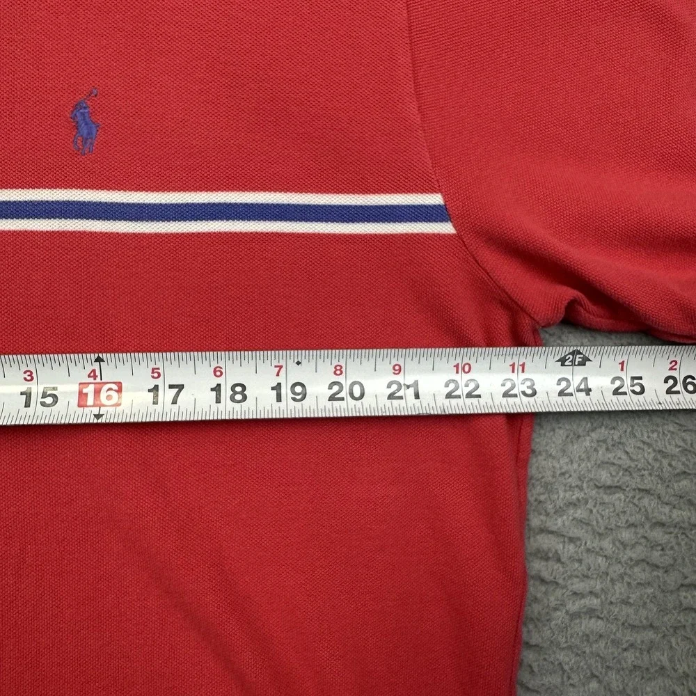 Polo Ralph Lauren Polo Shirt Mens XL Red‎ Blue Striped Cotton Classic Preppy
